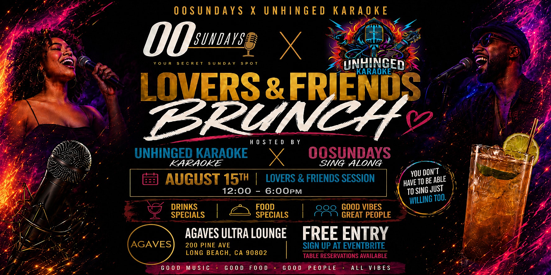 00Sundays’X Unhinged Karaoke – Lovers & Friends Session Session